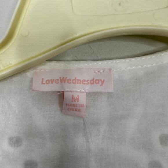 Love Wednesday White Eyelet Tie Front Flutter Sleeve Blouse - Picture 5 of 7